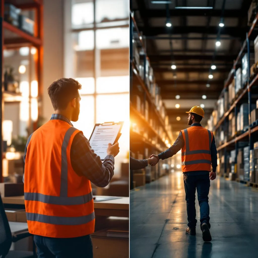 Processus de détachement de cariste roumain : entretien, sélection CACES, signature contrat, arrivée en entrepôt logistique français
